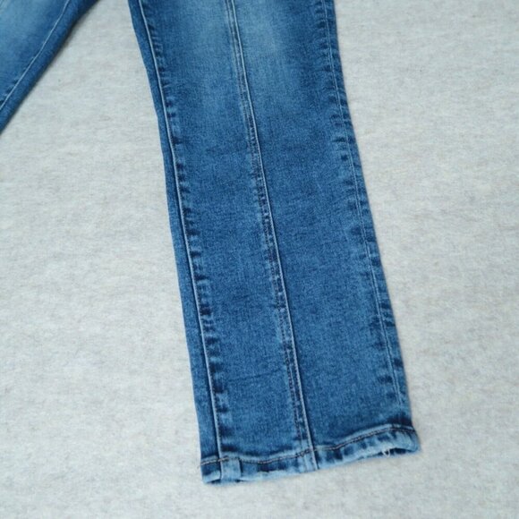 Vervet Plastic Love Stretch Mom Jeans Belted Waistband Seamed Blue Denim Size 25 - Picture 8 of 15